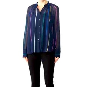 Derek Lam 10 Crosby Striped Button Down Navy w/ Multi